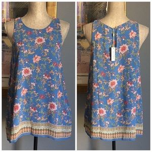 Max Studio Sleeveless Blouse Floral Trapeze